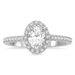 14k White Gold Diamond Halo Engagement Ring