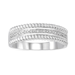 Silver Rope Diamond Ring