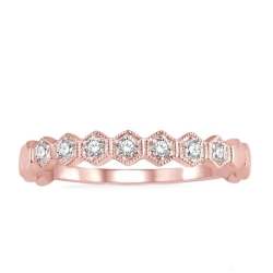 14k Rose Gold Diamond Hexagon Stackable Ring