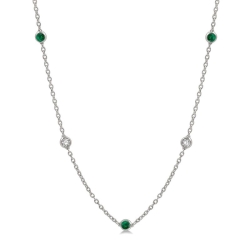 14k White Gold Emerald & Diamond Necklace