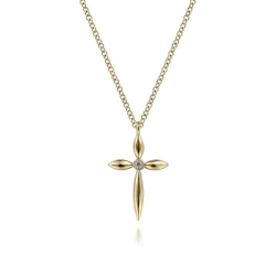 14K Yellow Gold Diamond Cross Necklace