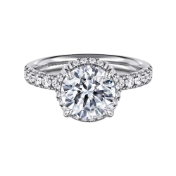 Hidden Halo and Side Stone Round Semi-Mount Engagement Ring