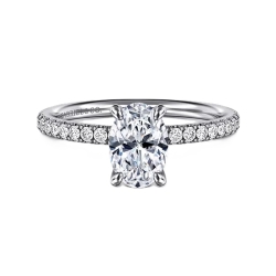 14k White Gold Diamond Oval Semi-Mount