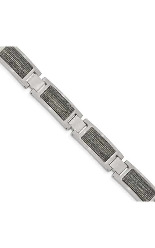 Stainless Steel with Grey Wood Inlay Bracelet