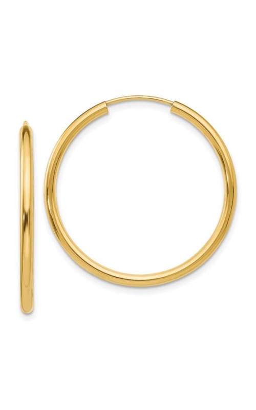 14k Yellow Gold Round Endless 2mm x 30mm Hoop Earrings