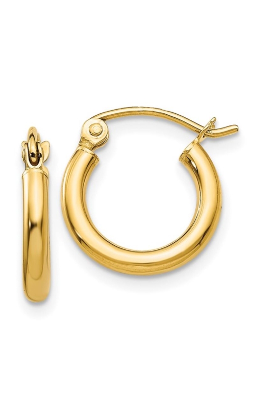 14k Yellow Gold Polished 2x12mm Lightweight Tube Hoop Earrings