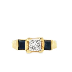Estate Diamond & Sapphire Engagement Ring