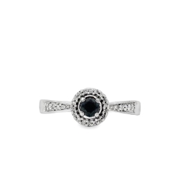 Estate Black and White Diamond Ring