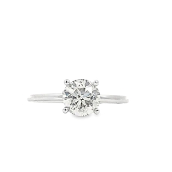 Round Diamond Solitaire With Hidden Halo Engagement Ring