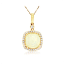 14k Yellow Gold Opal & Diamond Pendant