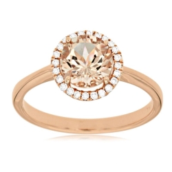 14k Rose Gold Morganite & Diamond Solitaire Ring