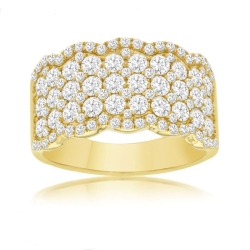 14k Yellow Gold Diamond 5 Row Wide Band