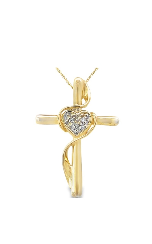 Estate Cross and Diamond Heart Pendant