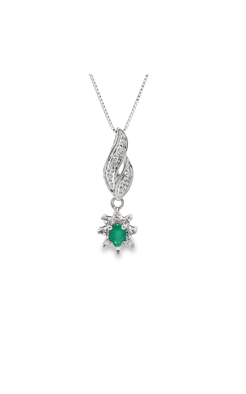 Estate 10k Emerald and Diamond Pendant