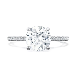 18k White Gold Graduated Diamond Hidden Halo Semi Mount